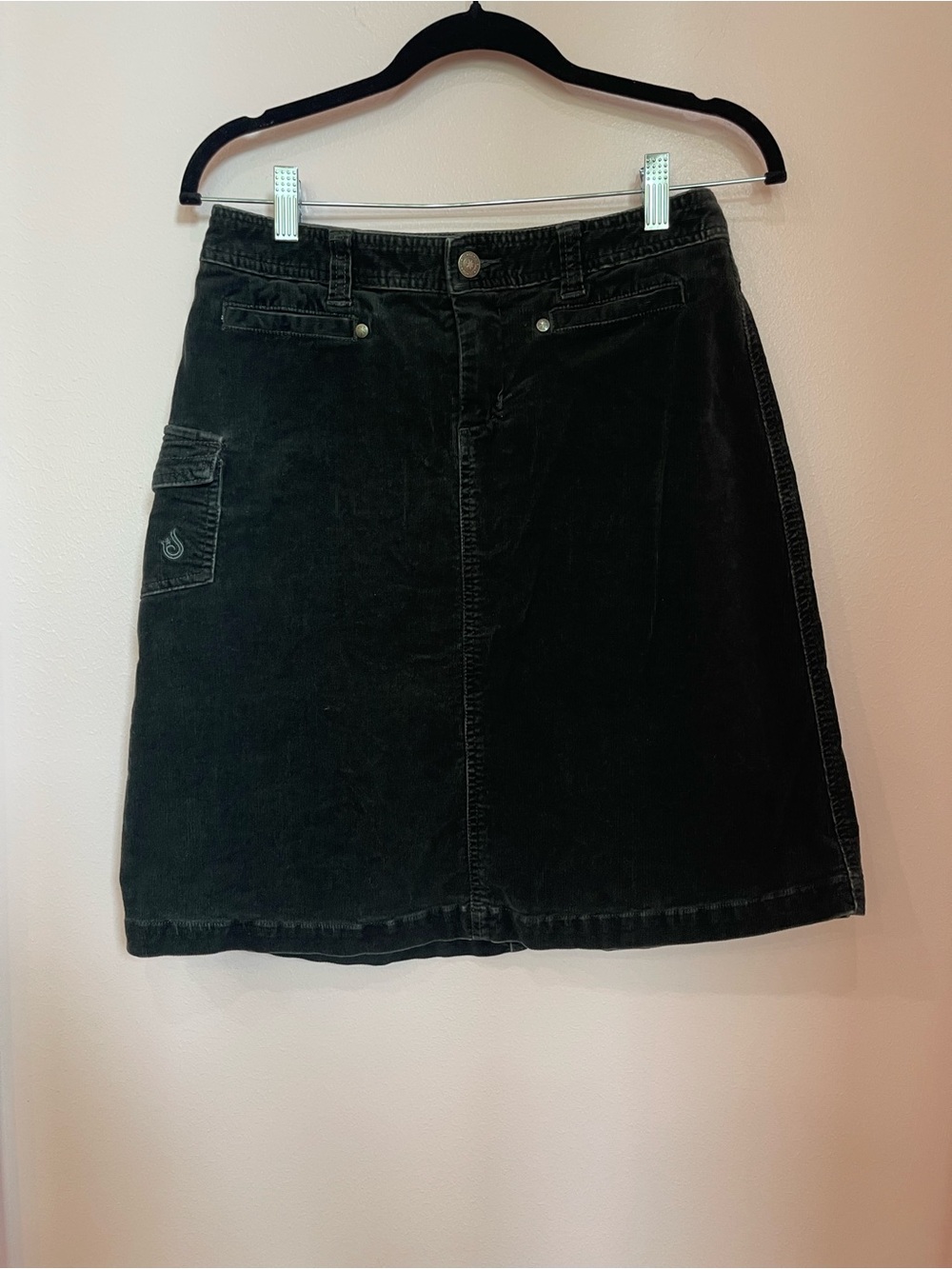 Isis Black Corduroy Mini Skirt with Side Pocket